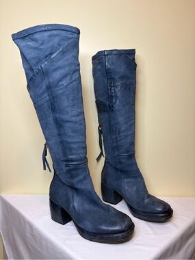 A.S.98 Navy Leather Boots Size 37